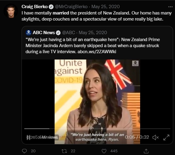 Does Craig Bierko Have A Wife? Inside His Dating History - Jarastyle Teen's 1 Craig Bierko tweeting about being married to Jacinda Ardern.