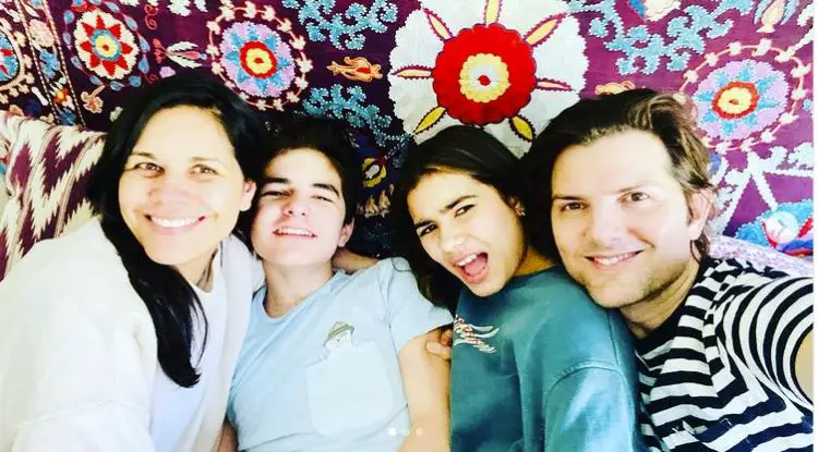 Adam Scott with wife Naomi Scott and kids