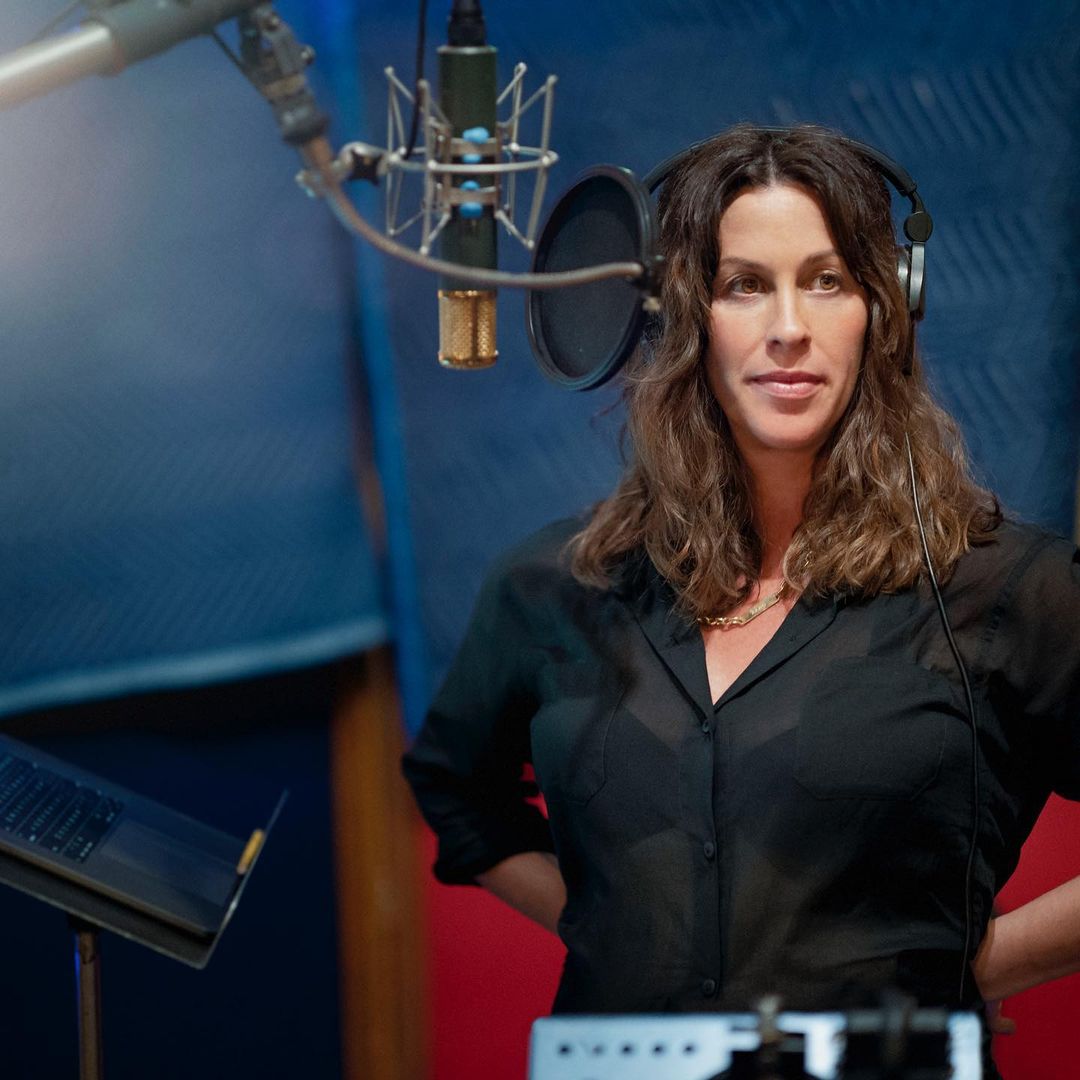 Alanis Morissette in a recording studio.