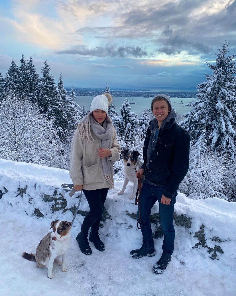 Andrew Francis and His Supposed Spouse Carrieann Bailey with their dogs in Vancouver, Canada