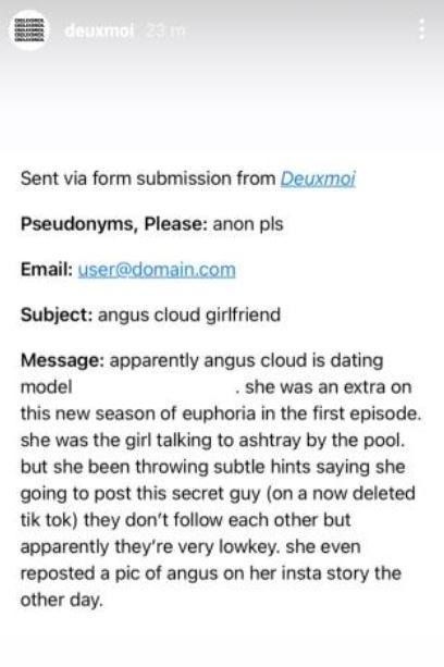 Deuxmoi post on Angus Cloud dating