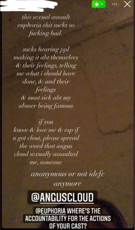 Angus Cloud accused of sexual assault.