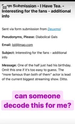 An Instagram story from Deuxmoi