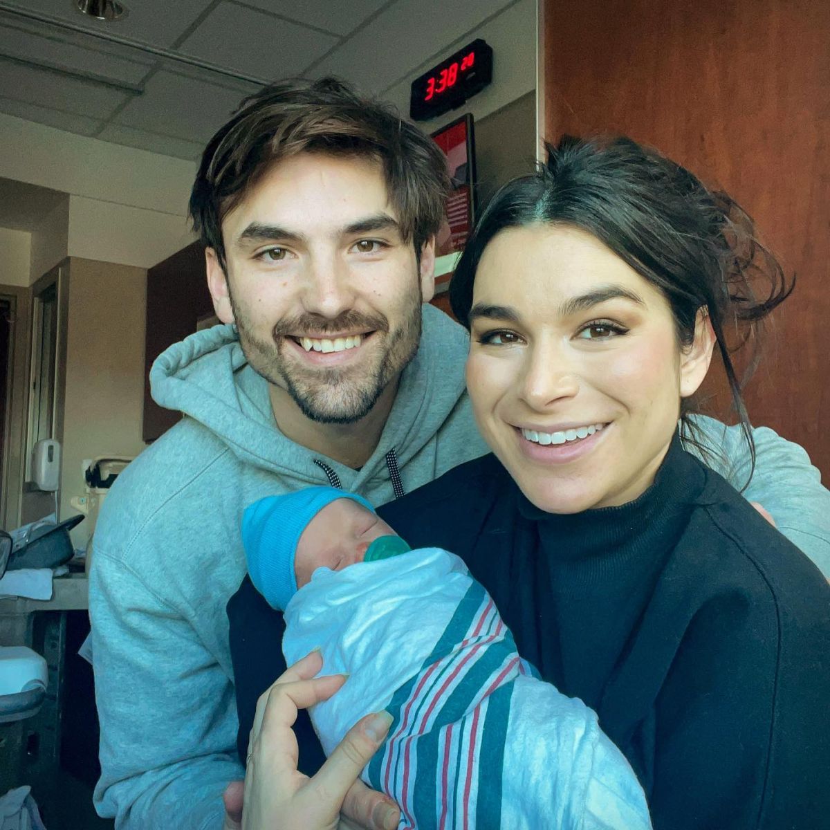 Ashley Iaconetti with husband Jared Haibon and baby Dawson Demitri Brady Haibon.