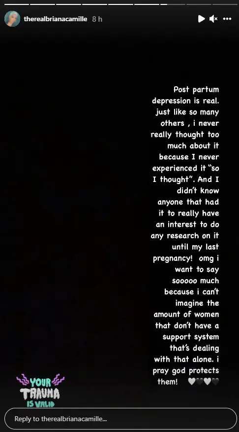 Briana Camille talks about post-partum depression.