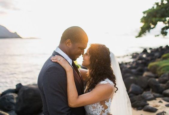 Calais Campbell and his wife Rocio on their wedding day.