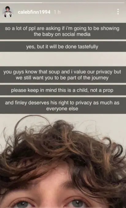 Caleb Finn addressing about baby photo