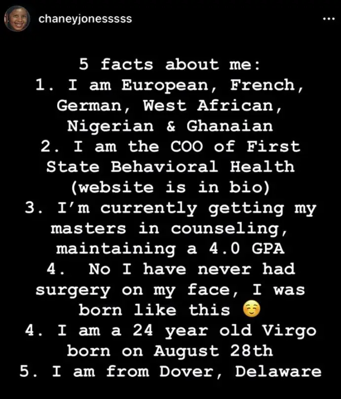 Chaney Jones shared 5 facts about herself
