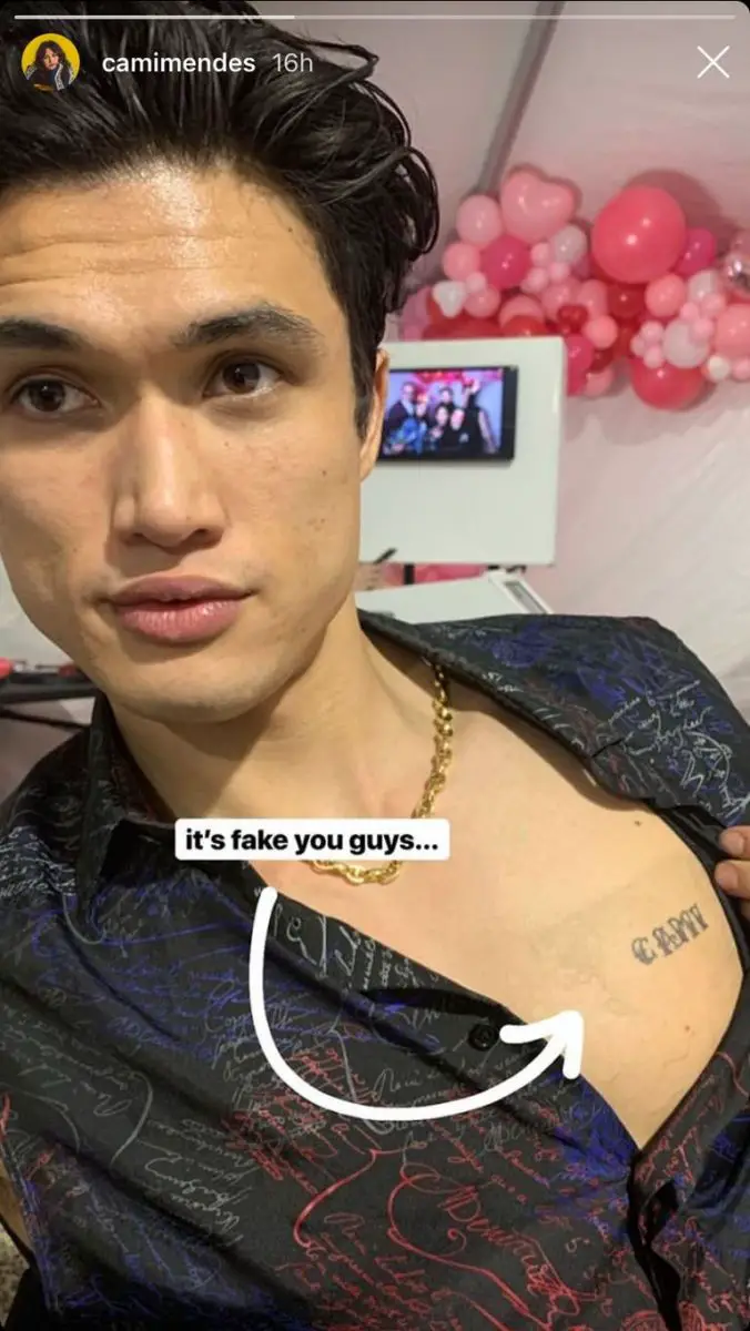 Charles Melton tattoos Camila Mendes name on his chest