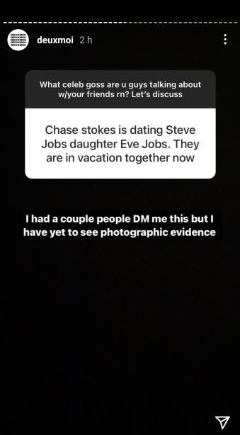 Chase Stokes and Even Jobs dating rumor on Deux Moi.