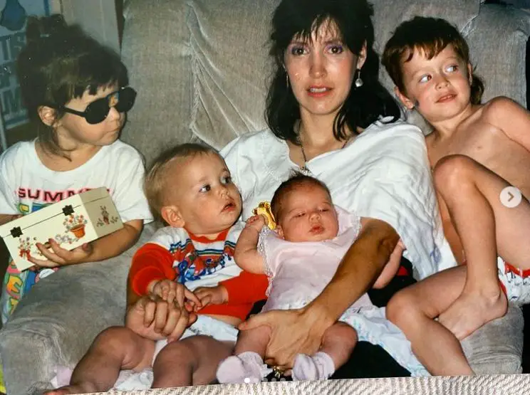 Chord Overstreet with his mother and siblings