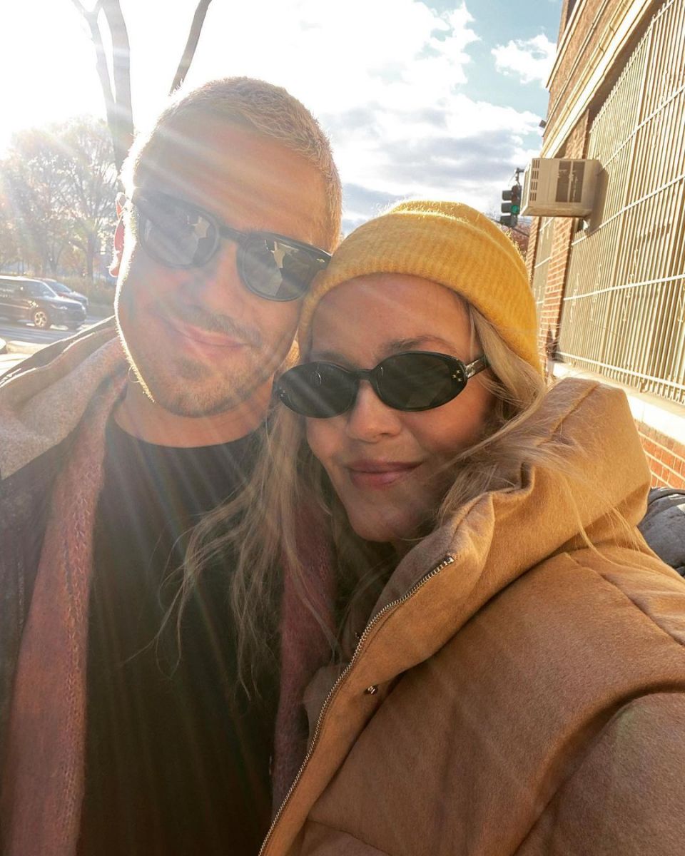 Connie Nielsen and her son Sebastian Sartor pose for a selfie.