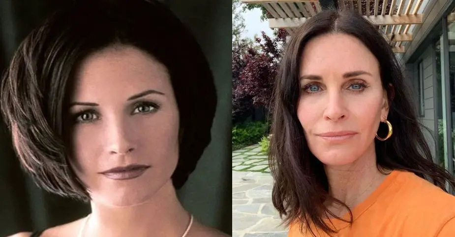 Courteney Cox then and now after plastic surgery