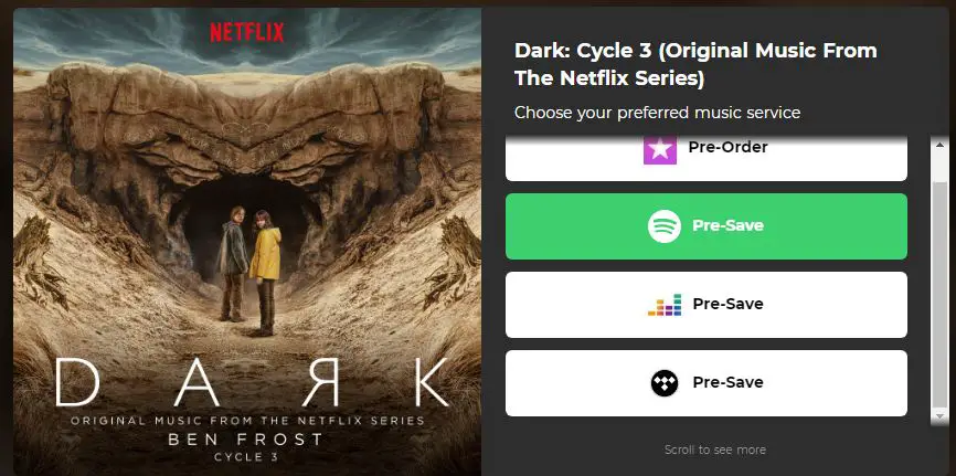 The pre-order list of Dark Cycle 3 soundtrack by Ben Frost
