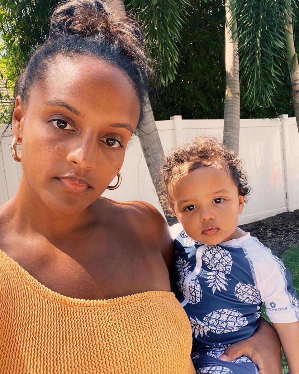 A picture of Evan Fournier's wife Laura and son Elias.