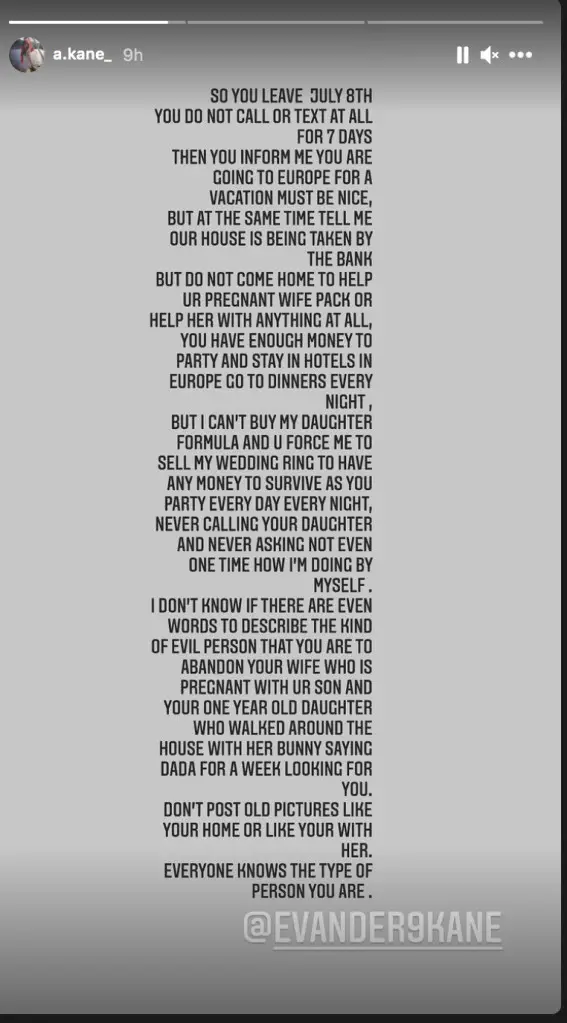 Evander Kane's wife Anna Kane shared a statement alleging the forward was a gambling addict.