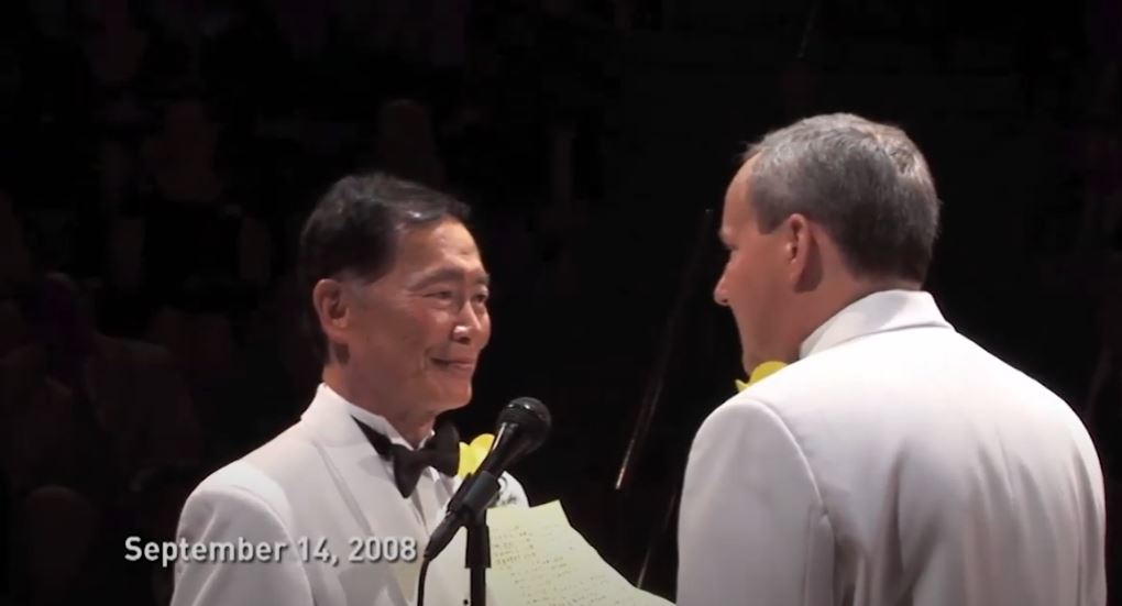 George Takei and husband Brad Altman during their wedding