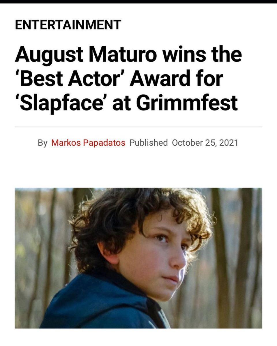 News about August Maturo winning an award at Grimmfest. 