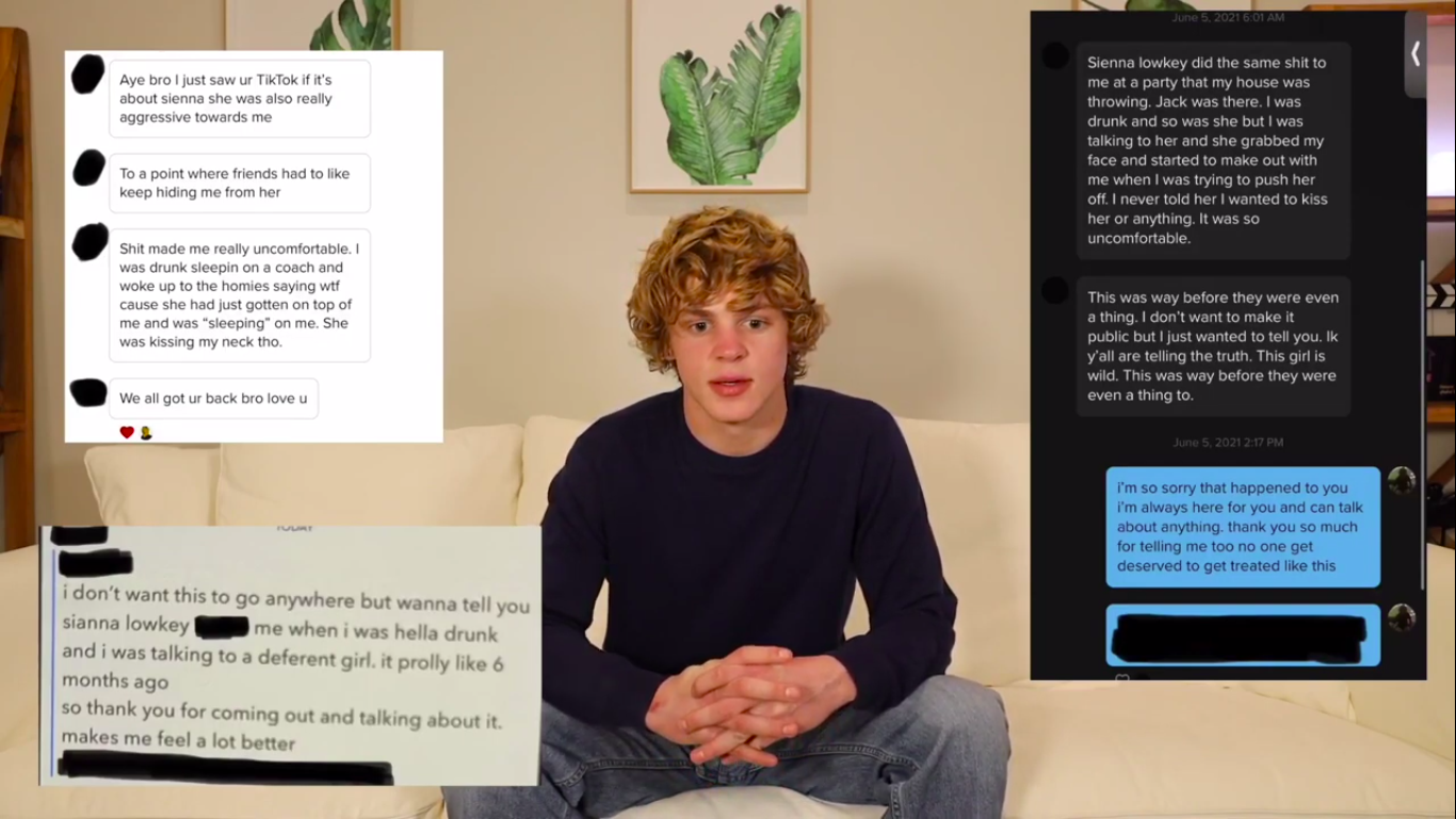 Jack Wright exposed that Sienna Mae Gomez had assaulted other men on his YouTube Video. 