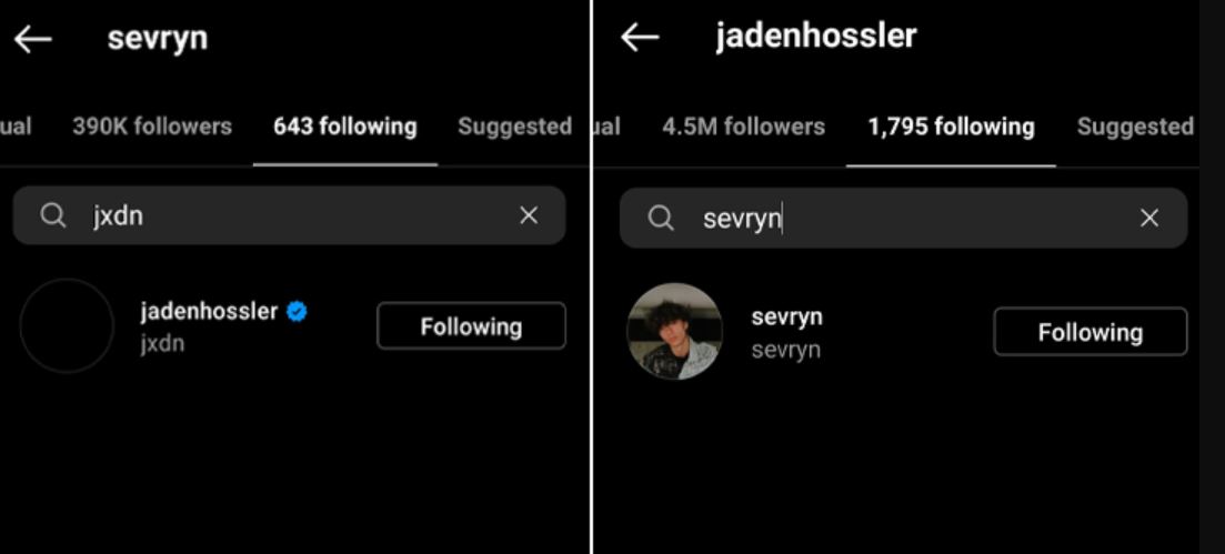 Christian Plourde and Jaden Hossler following each other