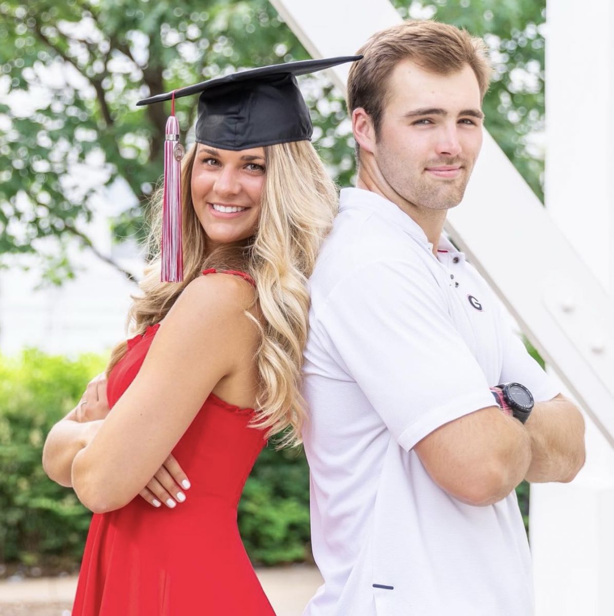 Jake Fromm and his longtime girlfriend turned wifeÂ Caroline Ostman on his Valentine's Day post