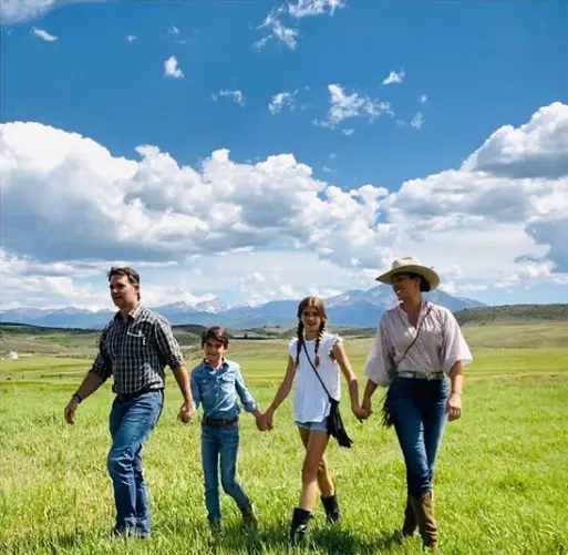 Jeff Gordon with his second wife Ingrid Vandebosch and their two kids, Ella and Leo.