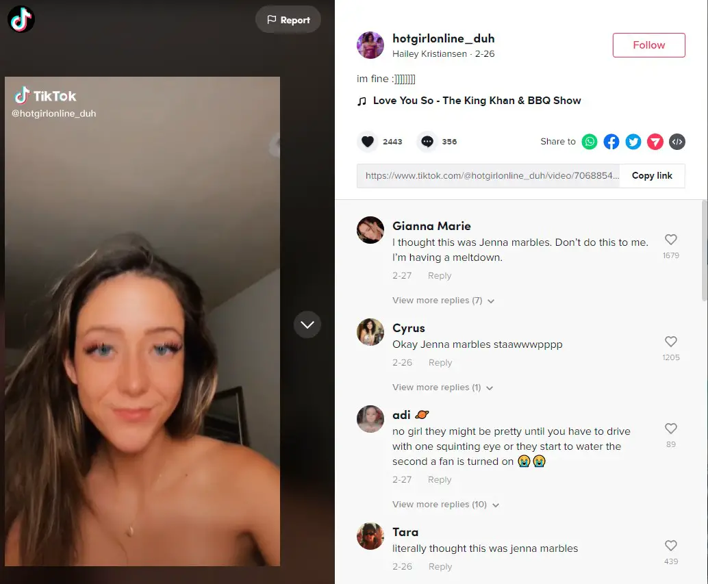 Hailey Kristiansen created confusion about Jenna Marbles' comeback with her viral videos.