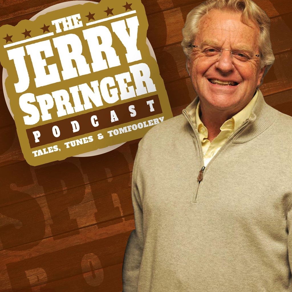 The former politician promoting his podcast, The Jerry Springer Podcast.