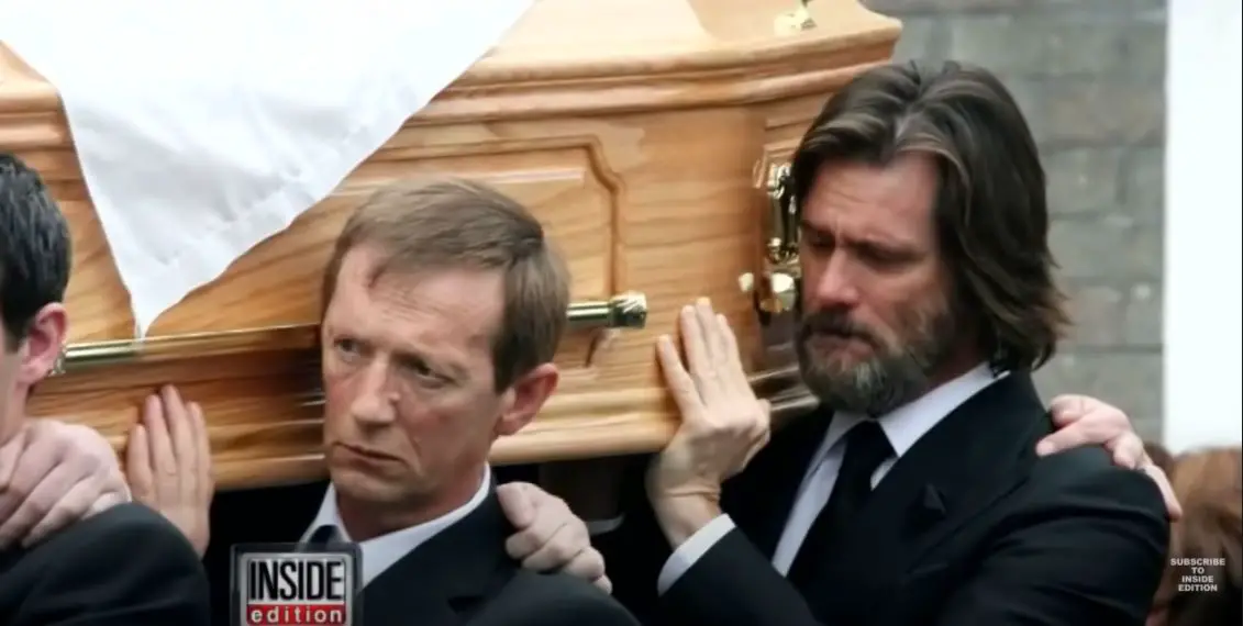 Jim Carrey at Cathriona White's funeral 