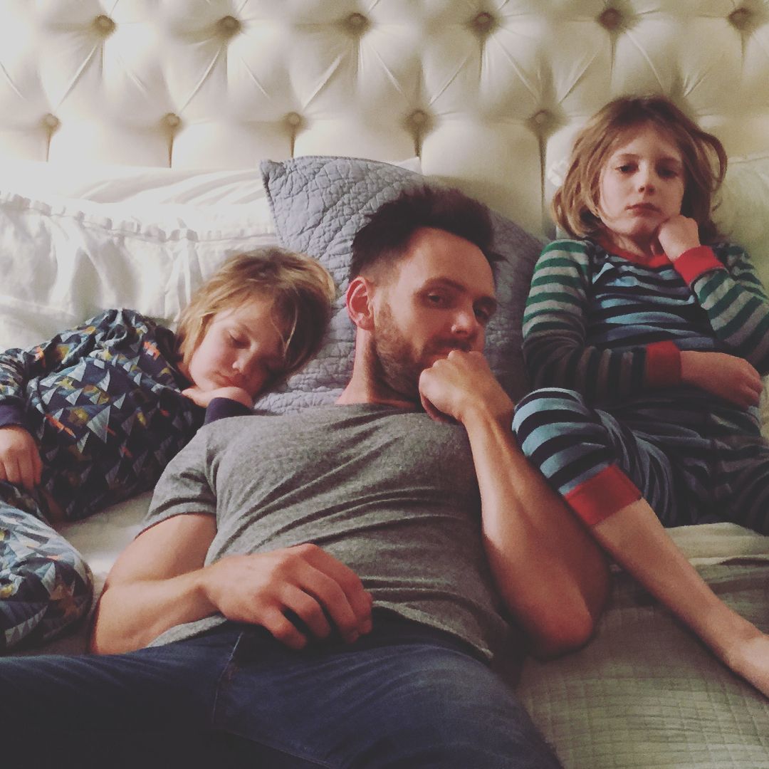 Joel McHale with his family — two kids, Eddie and Isaac.