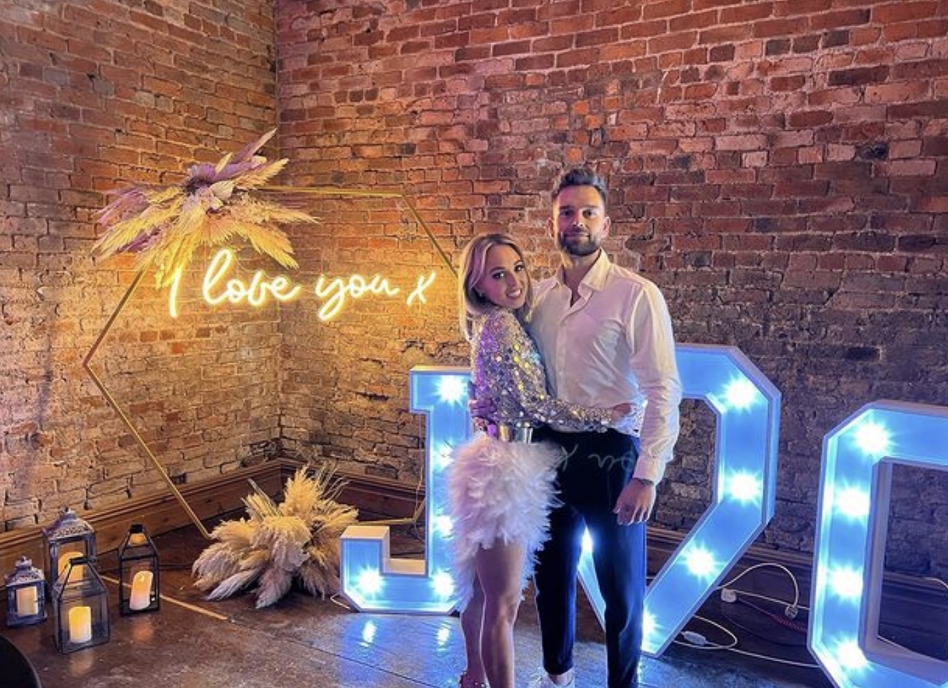 Jorgie Porter and her fianceÂ Ollie Piotrowski at their engagement party