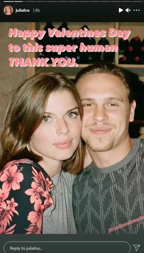 Julia fox shares recent picture with her husband on her Instagram story
