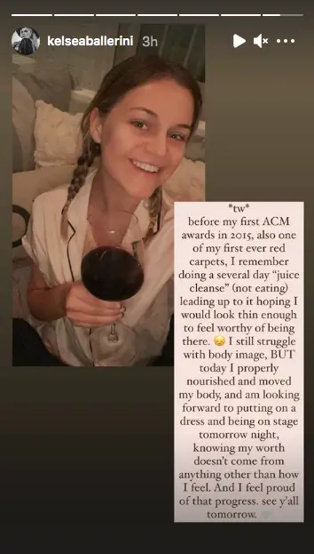 Kelsea Ballerini's story on Instagram