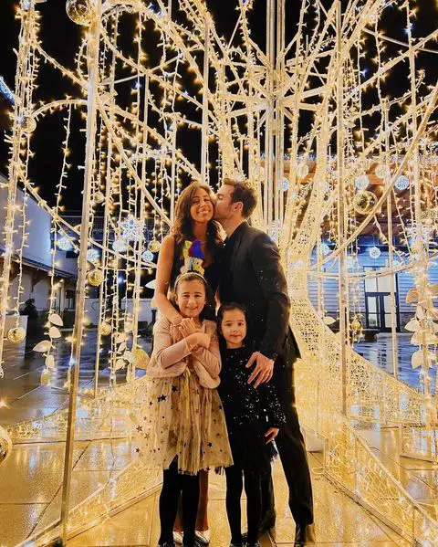 Kevin Jonas with his wife Danielle and daughters Alena and Valentina celebrating New Year 2022.