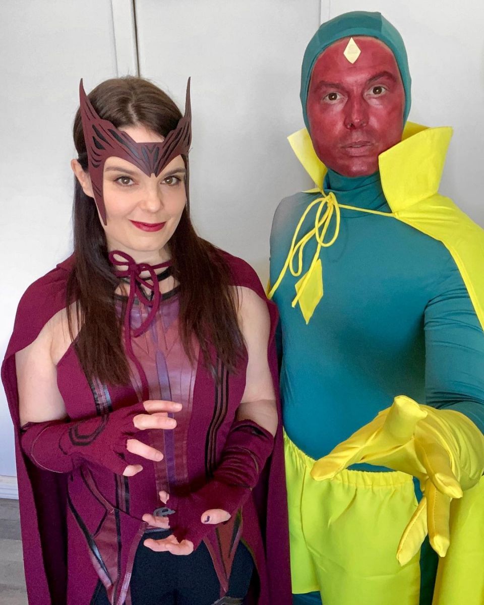 Kimberly J. Brown and Daniel Kountz as Wanda and Vison for Halloween.