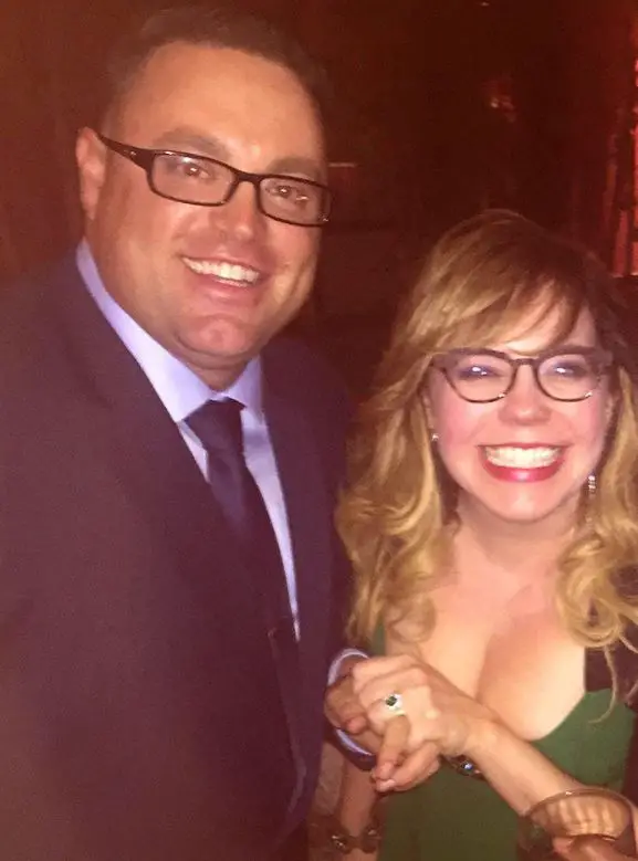 Kirsten Vangsness happily shows off her wedding band with husband-to-be Keith Hanson