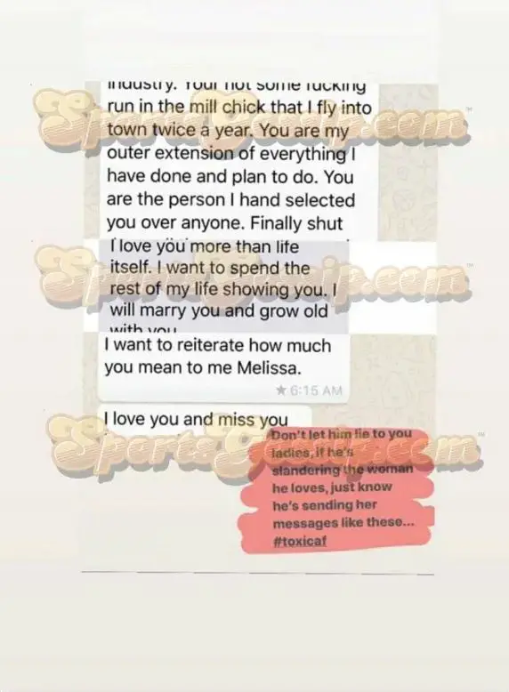 Larry Fitzgerald's ex girlfriend shares a screenshot of their messages on her Instagram story