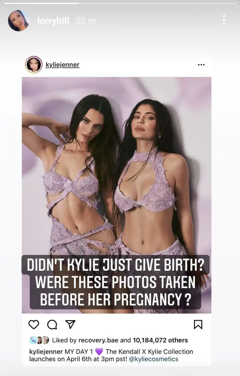 Lorry Hill's Instagram stories discuss Kylie Jenner's postpartum body