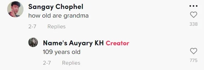 Luang Pho Yai's granddaughter Auyary reveals his age.