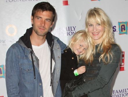 Lucas Bryant with his wife, Kirsty Hinchcliffe, and their daughter.