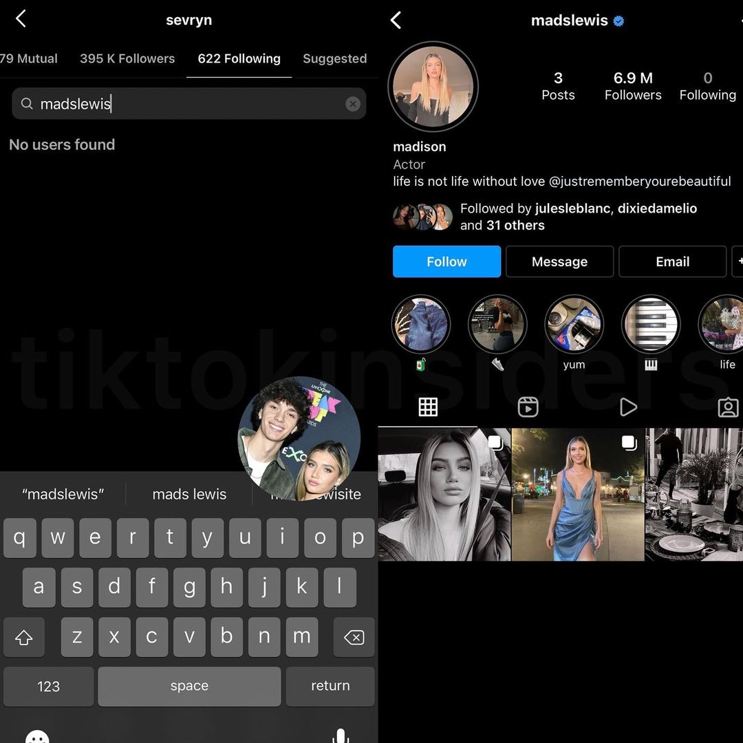 Mads Lewis and Christian Plourde break up rumors started after they unfollowed each other on Instagram.