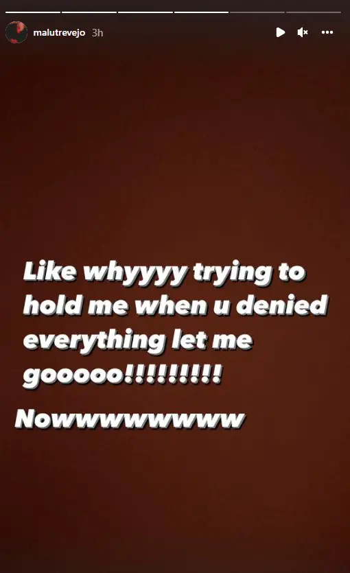 Malu Trevejo shares a story threatening Travis Scott regarding the contract drama.