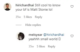 Matt's girlfriend Mei confirming their relationship.