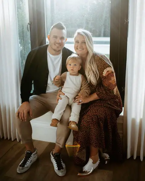Mike Trout with his wife Jessica Trout and son Beckham Aaron Trout.