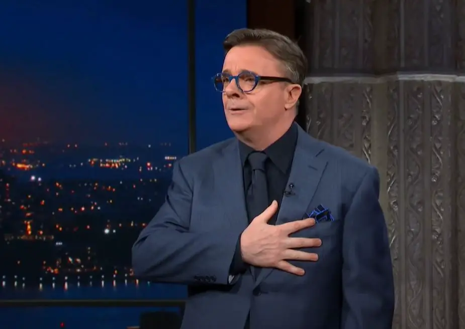 Gay actor Nathan Lane during his appearance in The Late Show with Stephen Colbert.