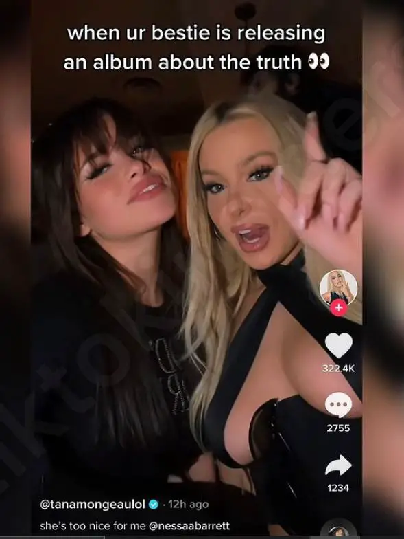 Tana Mongeau claiming Nessa Barrett was going to address the truth between her and Mads Lewis onÂ her new album