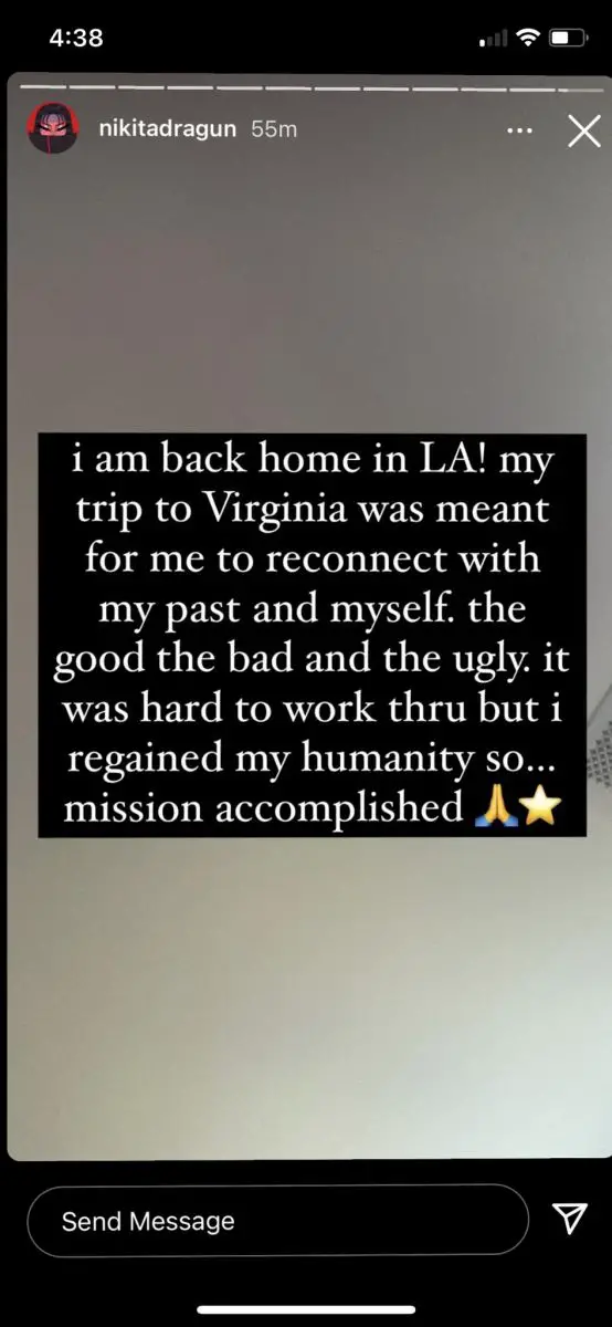 Nikita Dragun is back home after being detained.
