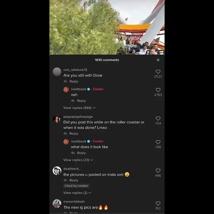 Noah Beck's comment hinting at his break up with Dixie Dâ€™Amelio.