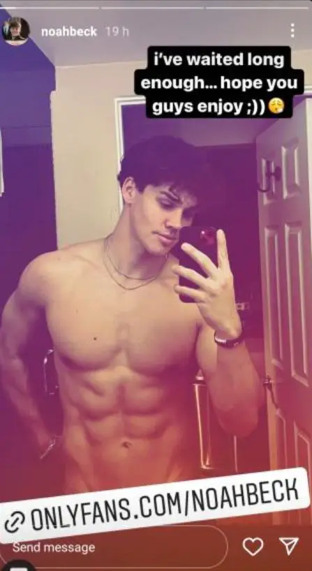 Noah Beck teasing his debut on OnlyFans.