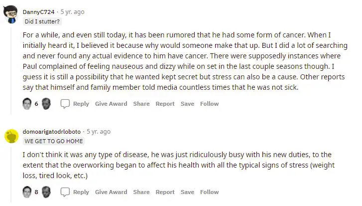 People discussing Paul Lieberstein's weight loss.